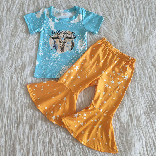 Wild heart star bell bottom pants sets