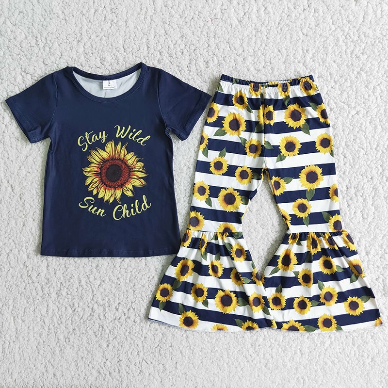 Stay wild navy sunflower bell sets