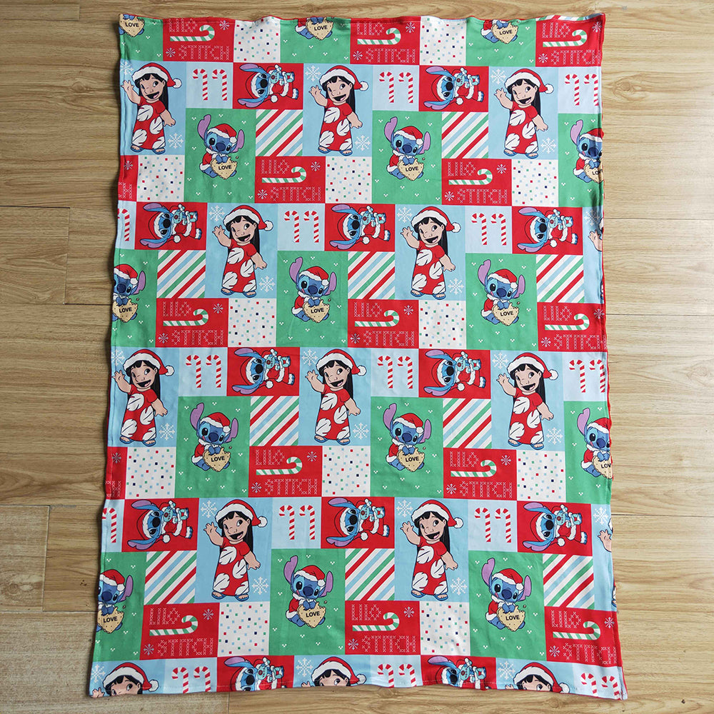 Baby Girls Cartoon Christmas Red Minky Blankets