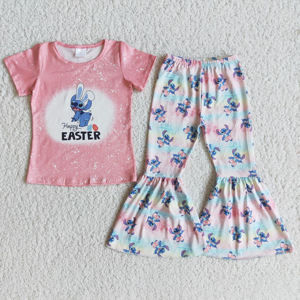 Baby Girls easter cartoon top bell pants clothing sets