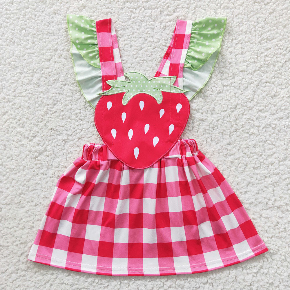 Baby Girls Summer Strawberry Embroidery Knee Length Dresses