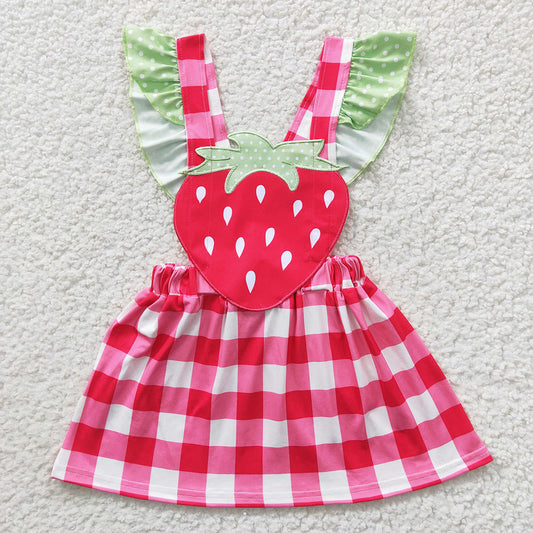 Baby Girls Summer Strawberry Embroidery Knee Length Dresses