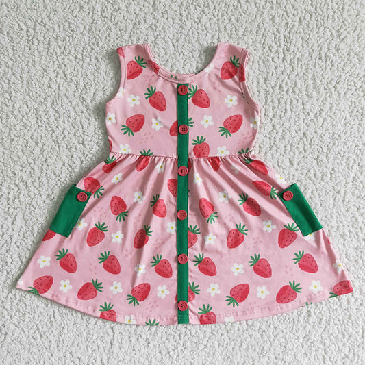Baby girls summer strawberry sleeveless dresses
