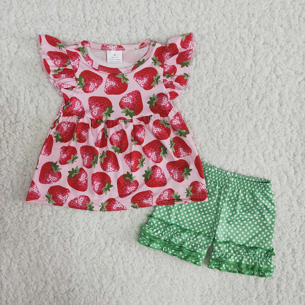 Strawberry soft shorts set