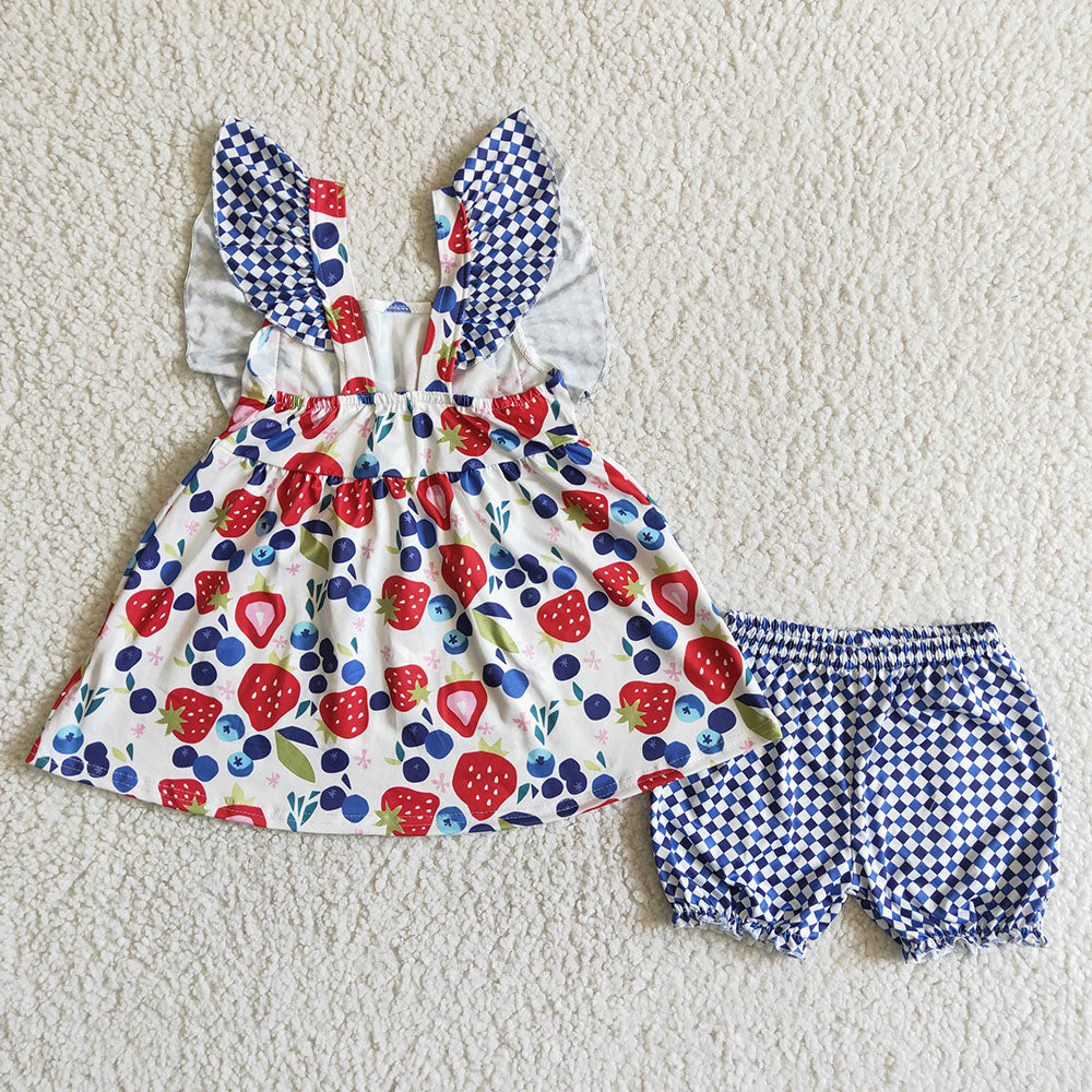 Baby girls strawberry shorts boutique summer outfits sets