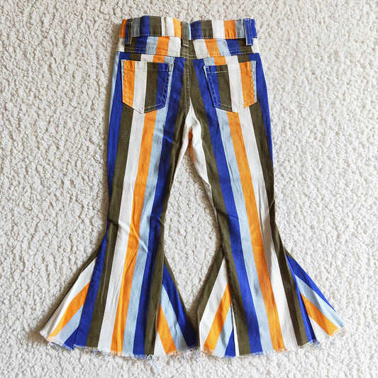 Baby Girls blue stripe western denim pants jeans