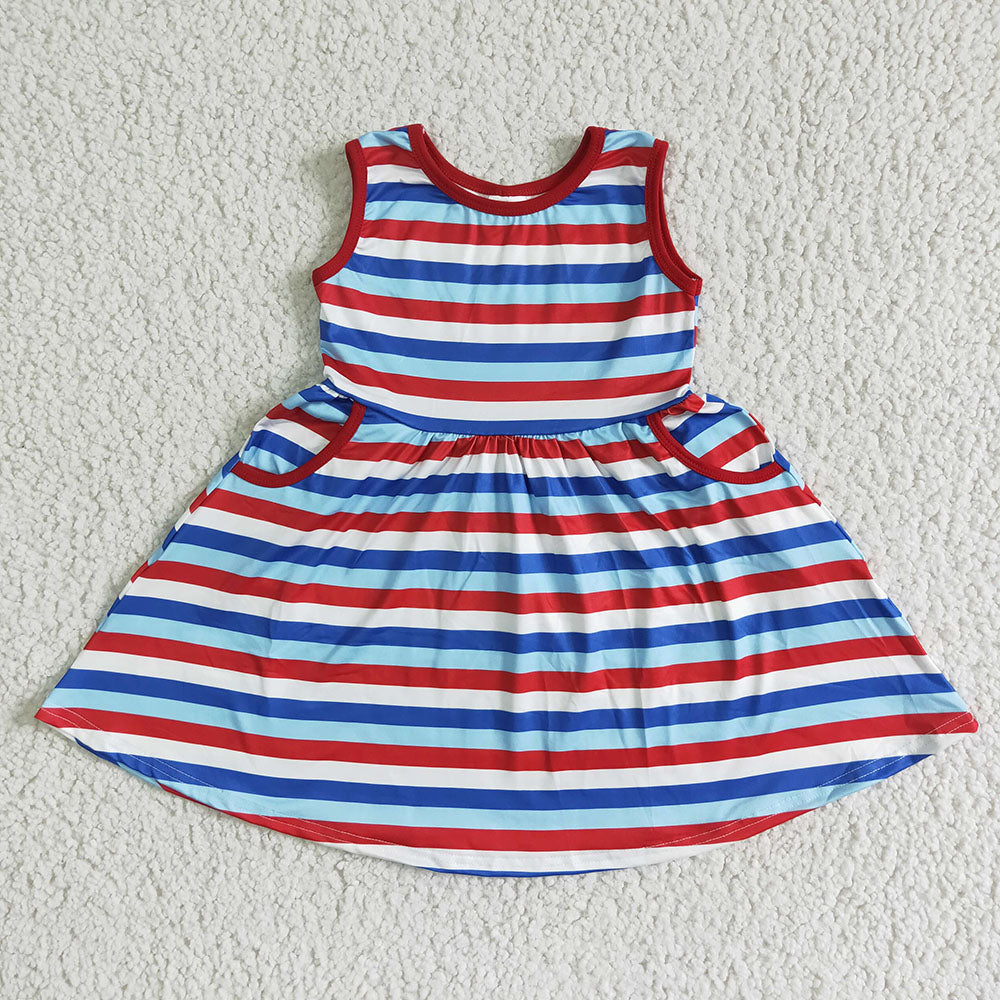 Baby Girls 4th of July stripe pocket dresses – Aier Wholesale