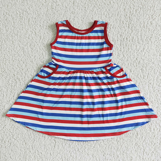 Baby Girls 4th of July stripe pocket dresses