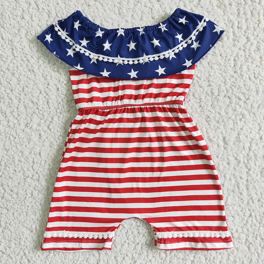 Baby girls fourth of July stripe star jumpsuits