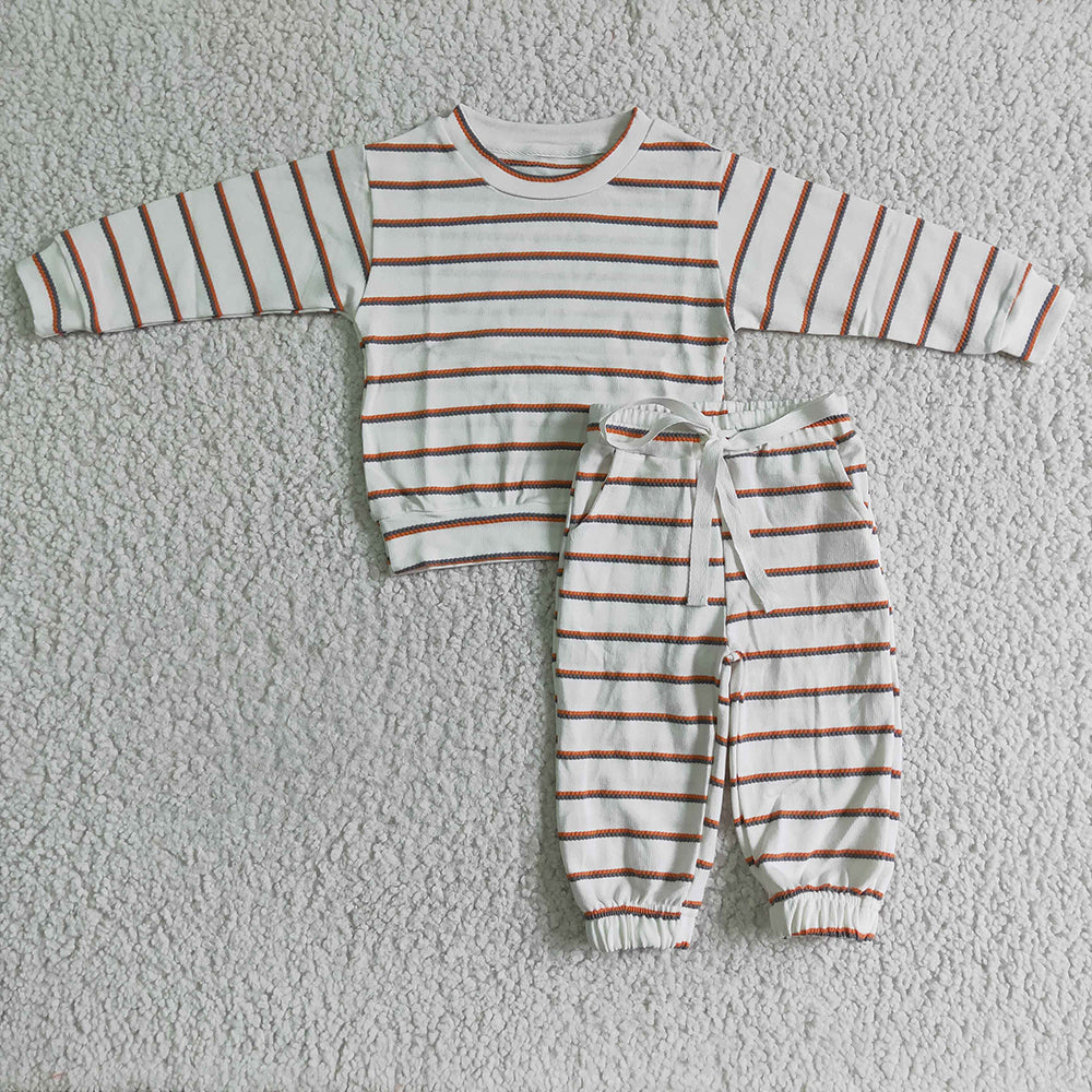 Baby boys cotton stripe thick pants clothing outfits sets