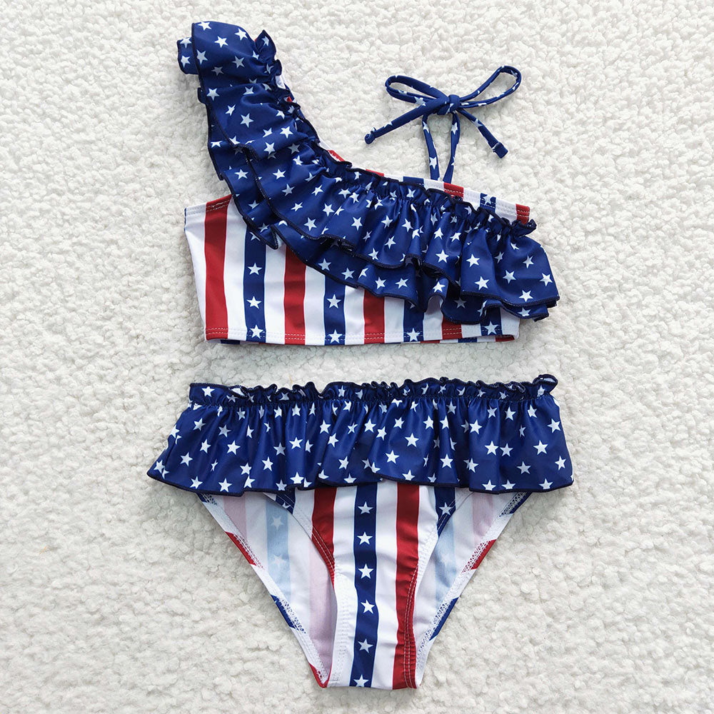 Baby Girls 2pcs 4th of July Ruffle Swimsuits