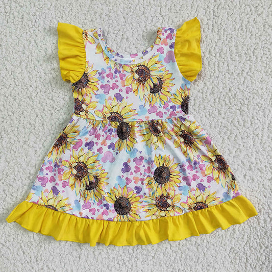 Baby girls sunflower ruffle dresses