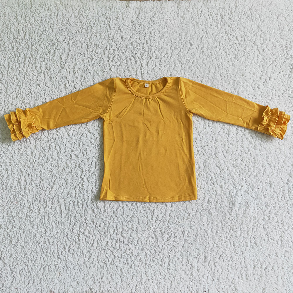 Baby girls long sleeve mustard icing ruffle shirts