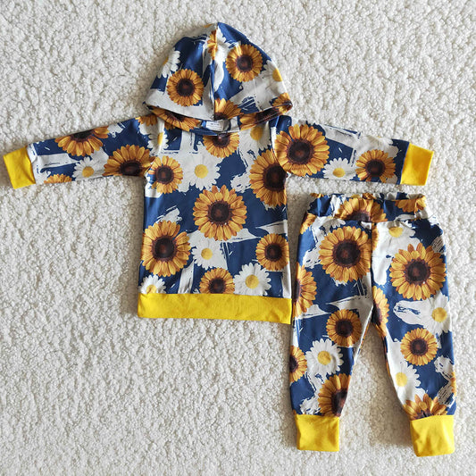 Baby Girls Sunflower Hoodie Top Spring Outfits Clothes Sets