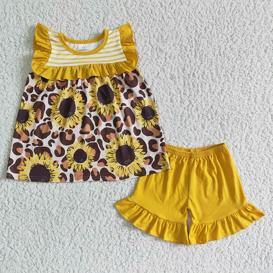 Baby girls sunflower summer shorts sets