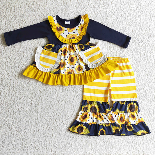 Navy sunflower bell set