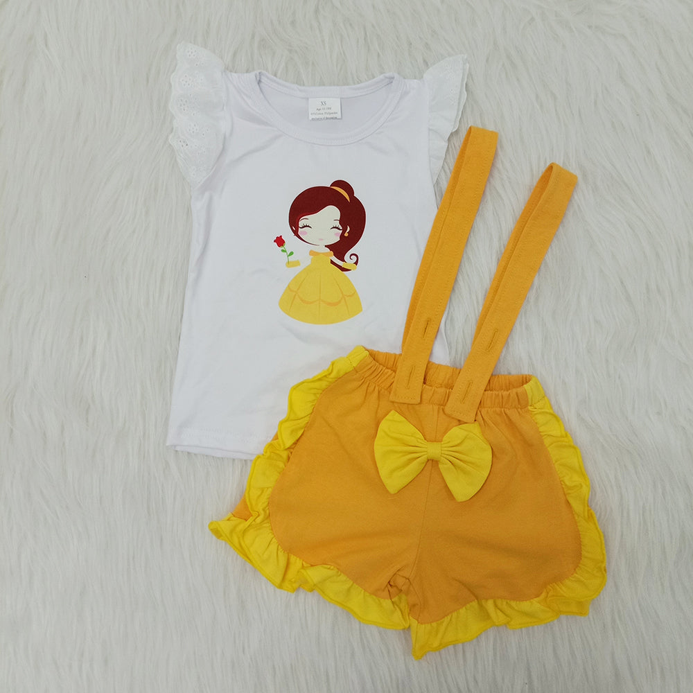 Baby girls summer princess suspender shorts sets