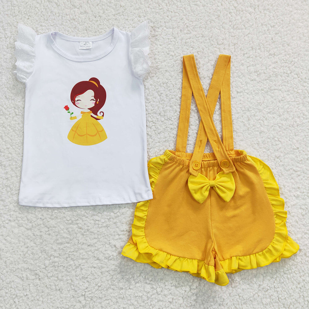 Baby girls summer princess suspender shorts sets