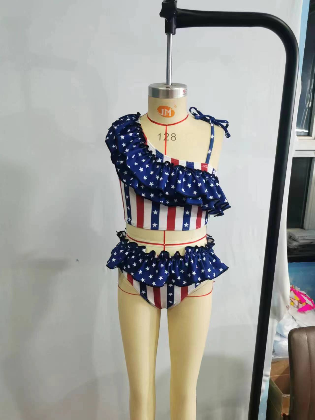 Baby Girls 2pcs 4th of July Ruffle Swimsuits