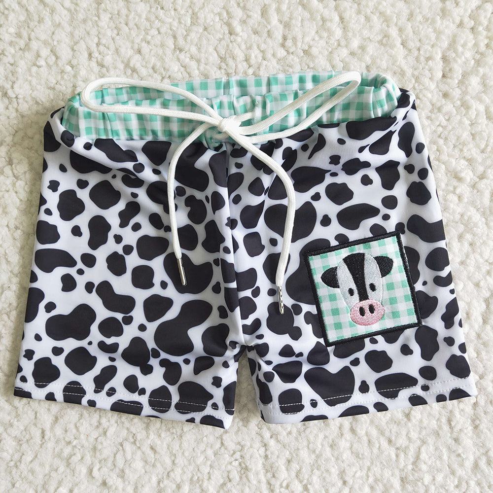 Baby boys farm design summer cow print trunks swimsuits