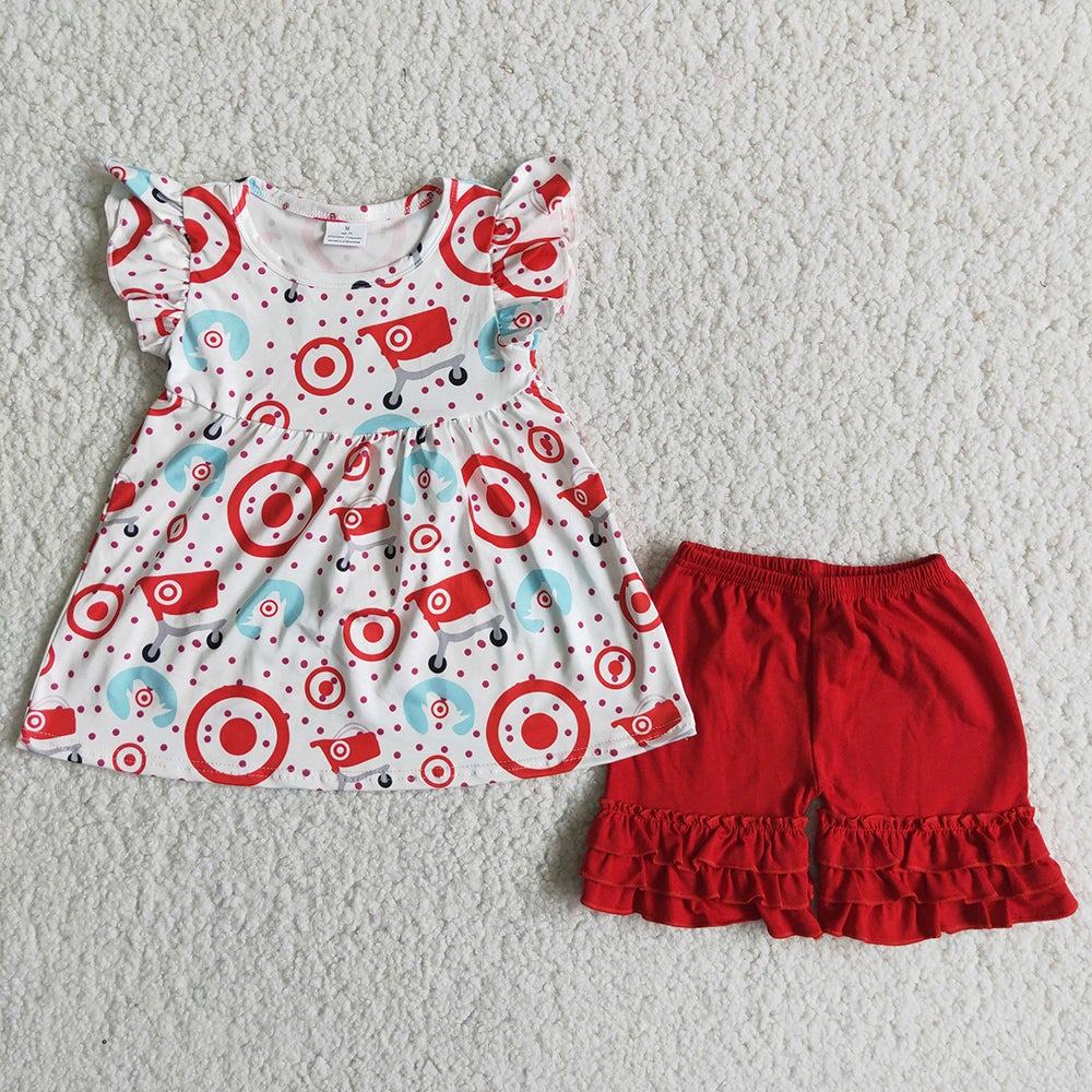 Red high quality shorts set