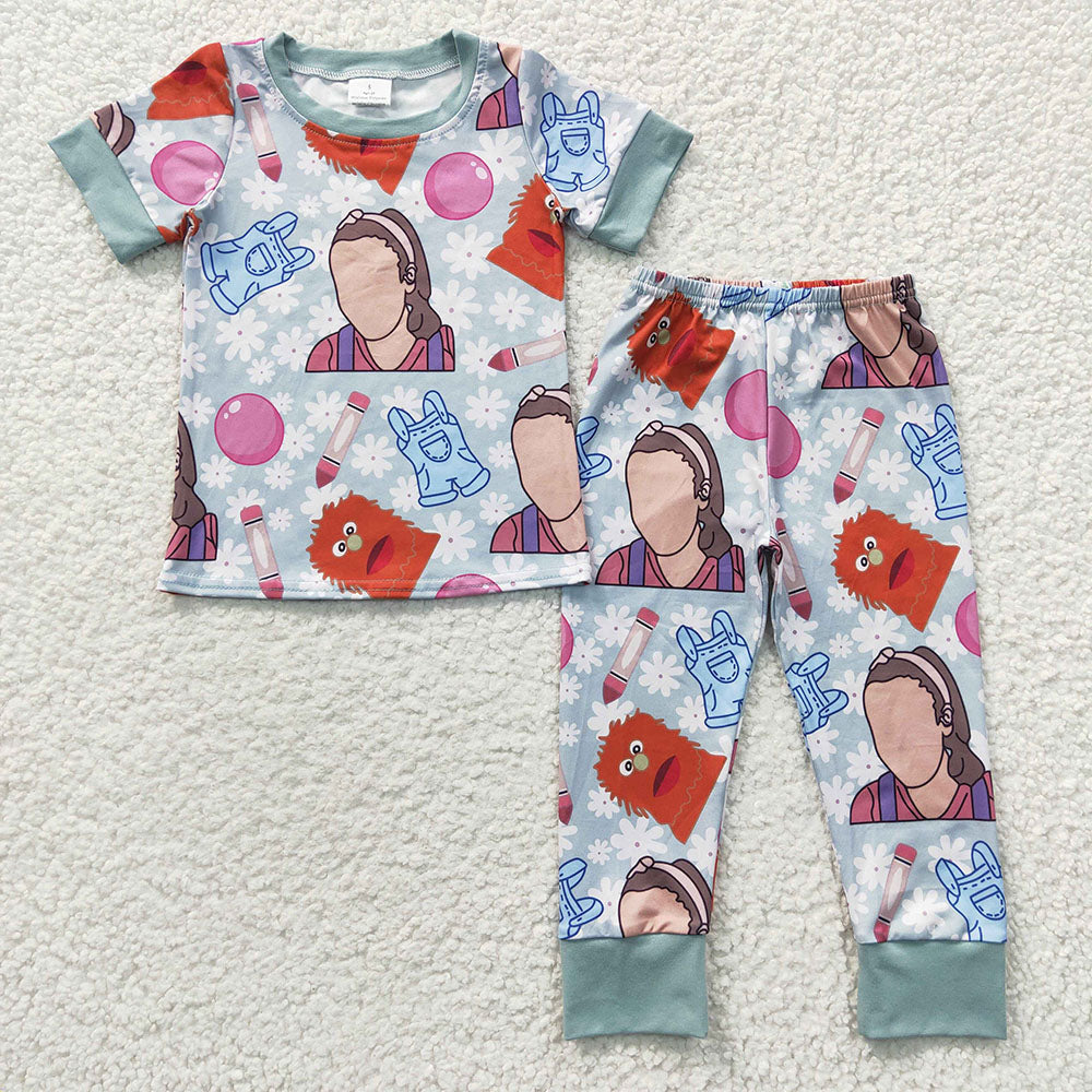 Baby Kids Cartoon Blue Pajamas clothes Sets