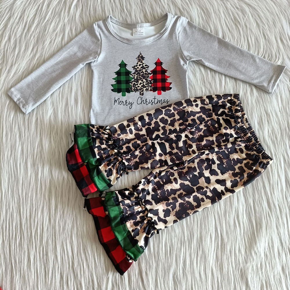 Grey Christmas tree leopard set