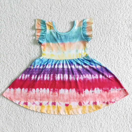 Baby girls rainbow tie dye dresses