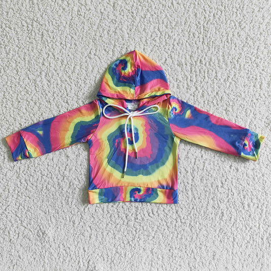 Baby girls hooded tie dye tops