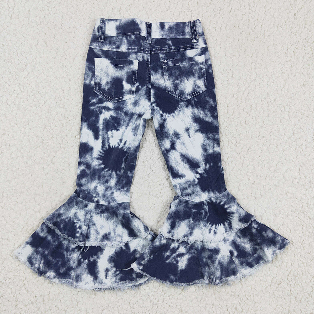 Baby Girls Blue Tie Dye Bell Jeans Denim Pants