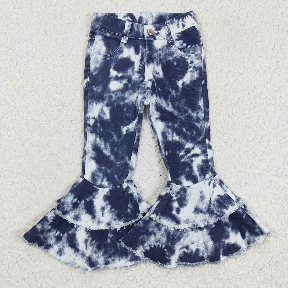 Baby Girls Blue Tie Dye Bell Jeans Denim Pants