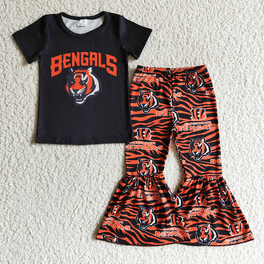 baby girls football tiger bell pants sets
