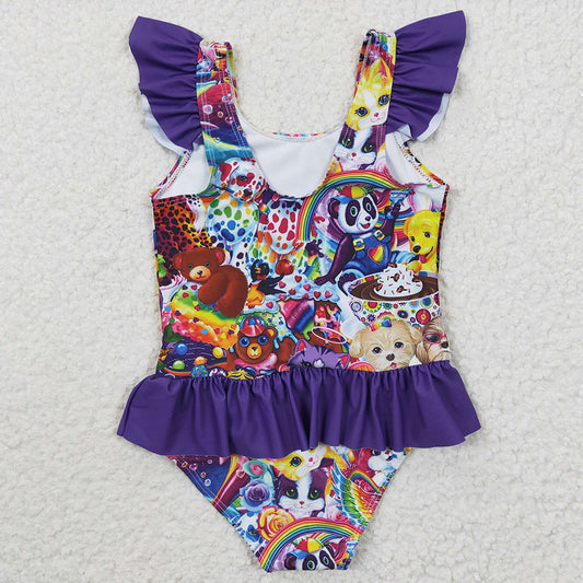 Baby Girls Cartoon Ruffle One Pieces Swimsuits