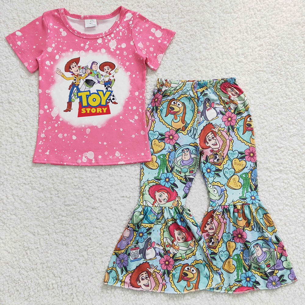 Baby Girls Cartoon Pink Bell Pants Clothes Sets