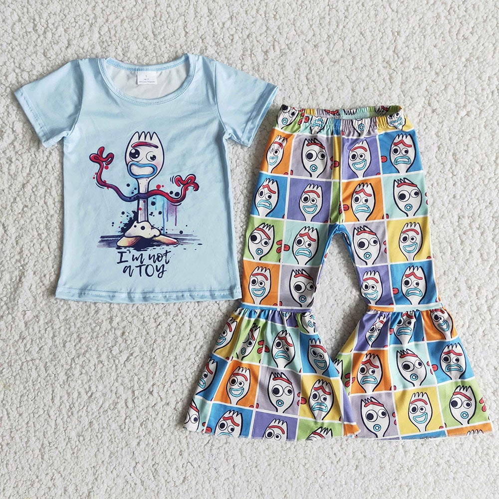 Baby girls Toy blue shirt top bell pants clothing sets