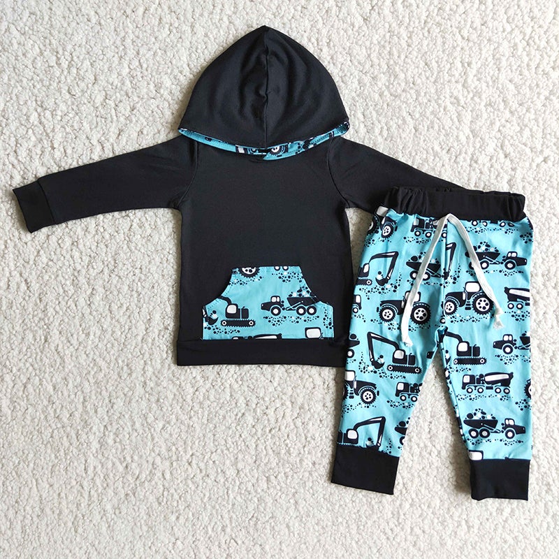 Baby boys tractor hoodie sets