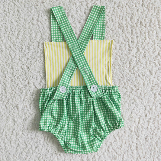 Baby boys tractor plaid print romper