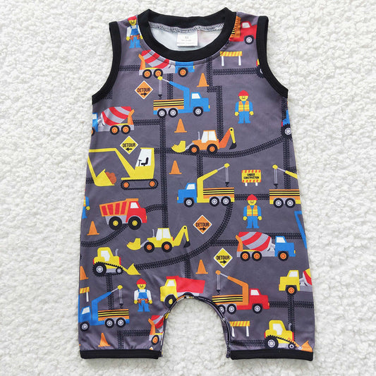 Baby Boys Summer Sleeveless Construction Rompers