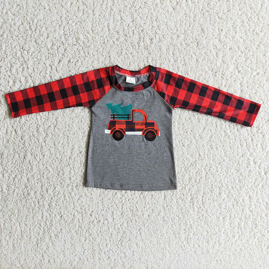 Christmas Tractor tree shirt