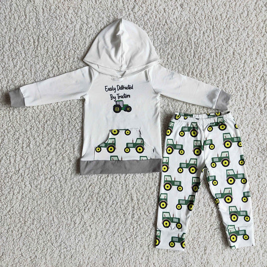 Boys hoodie white pants sets