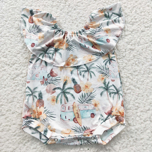 Baby Girls Summer Bus Off Shoulder Rompers