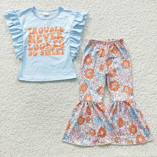 Baby Girls Trouble Never Looked So Sweet Bell Pants Clothes Sets