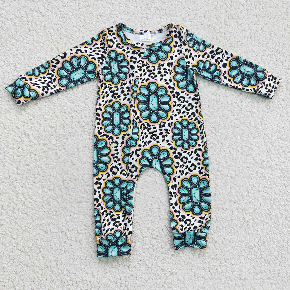 Baby Infant Diamond Leopard Western rompers