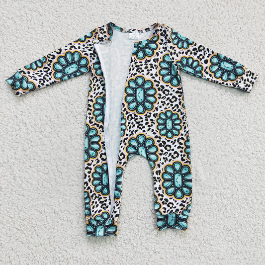 Baby Infant Diamond Leopard Western rompers