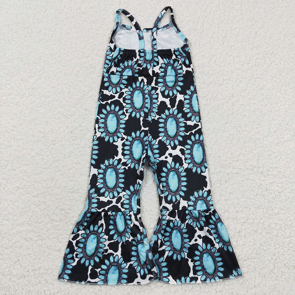 Baby Girls Turquoise Bell Bottom Jumpsuits