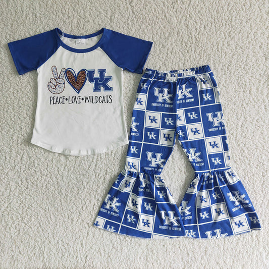 Baby girls team design blue color bell pants sets