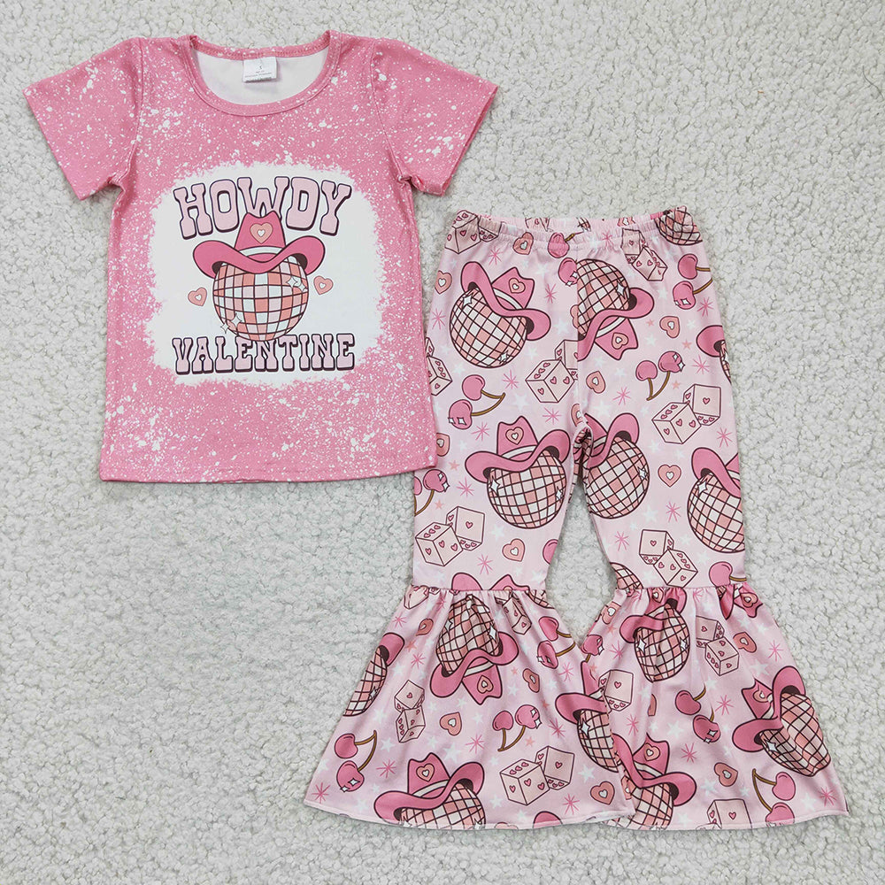 Baby Girls Howdy Pink Bell Bottom Pants clothes sets