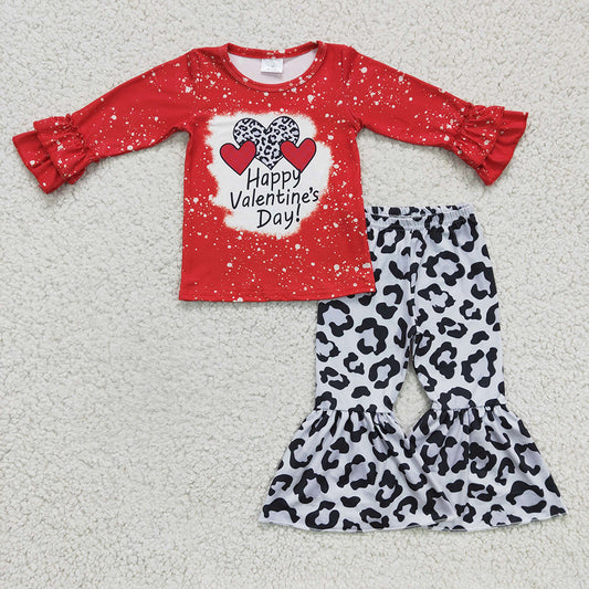 Baby Girls Valentines Day Leopard Bell Pants Clothes Sets