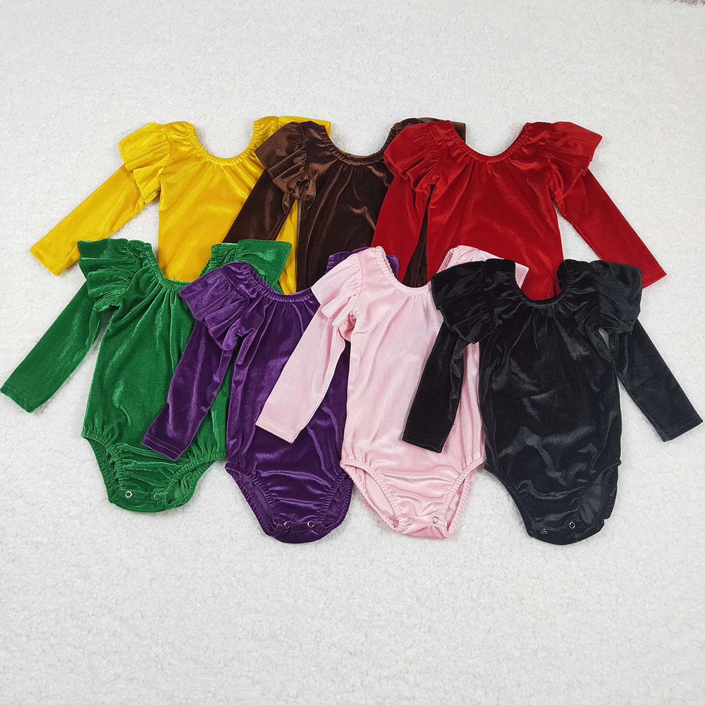 Baby Girls 7 Colors Velvet Long Sleeve Leotards Rompers