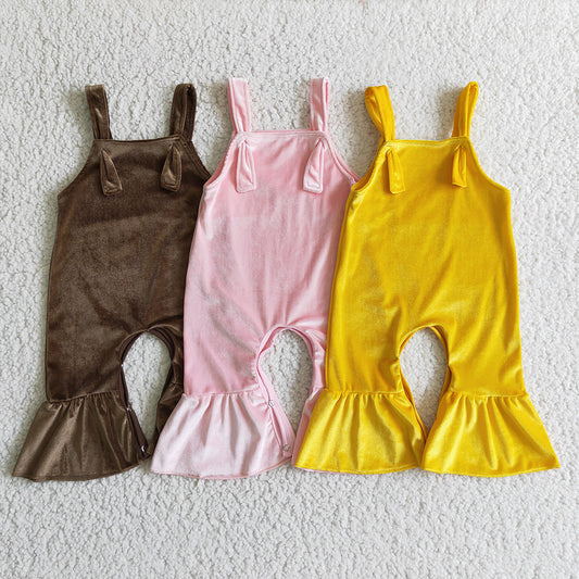 Baby Girls Velvet Strap Jumpsuits Overalls